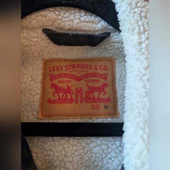 Levi's Mens Plaid Sherpa Jacket Medium - Picture 2 of 4